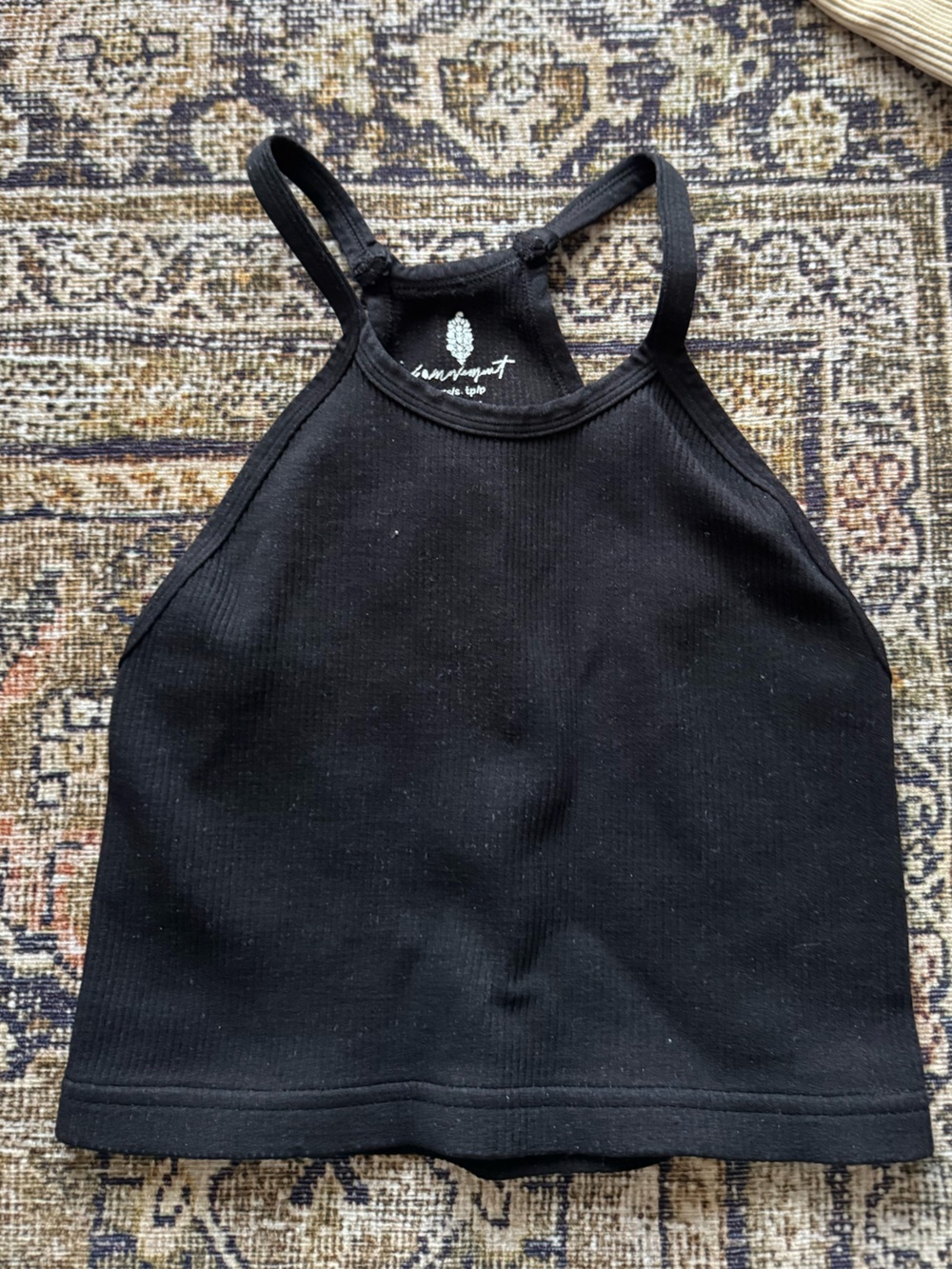 Free People Black Ribbed Halter Tank